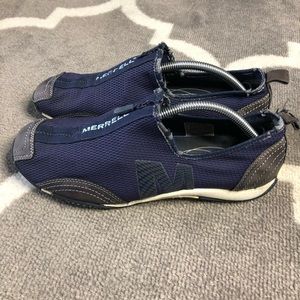 Merrell Shoes Womens Size 9 Barrado Dark Blue Performance Slip On Zip Top Mesh